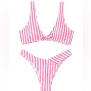 Striped Pink Bikini Set
